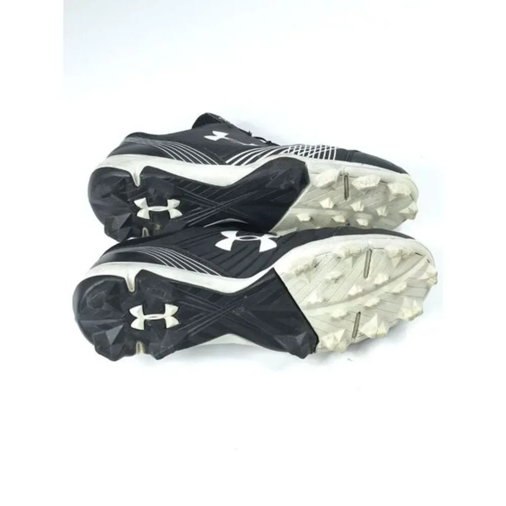 Under Armour 1297334-011 Men's Black White‎ Lace-up Athletic Shoes Cleats 9